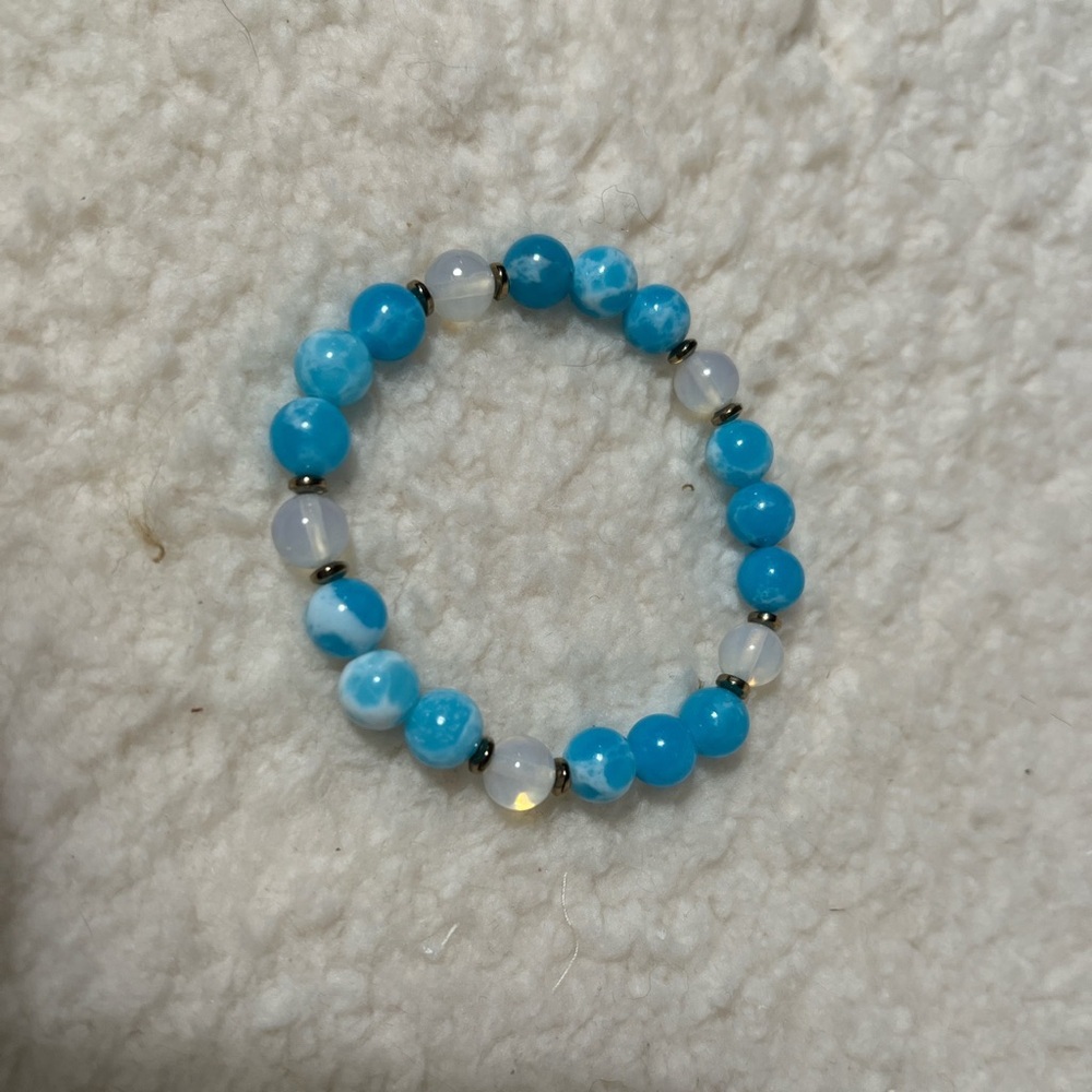 Bracelet 8-8.5mm Amazonite Aqua ,Mystic Aura Quartz - Picture 7 of 8